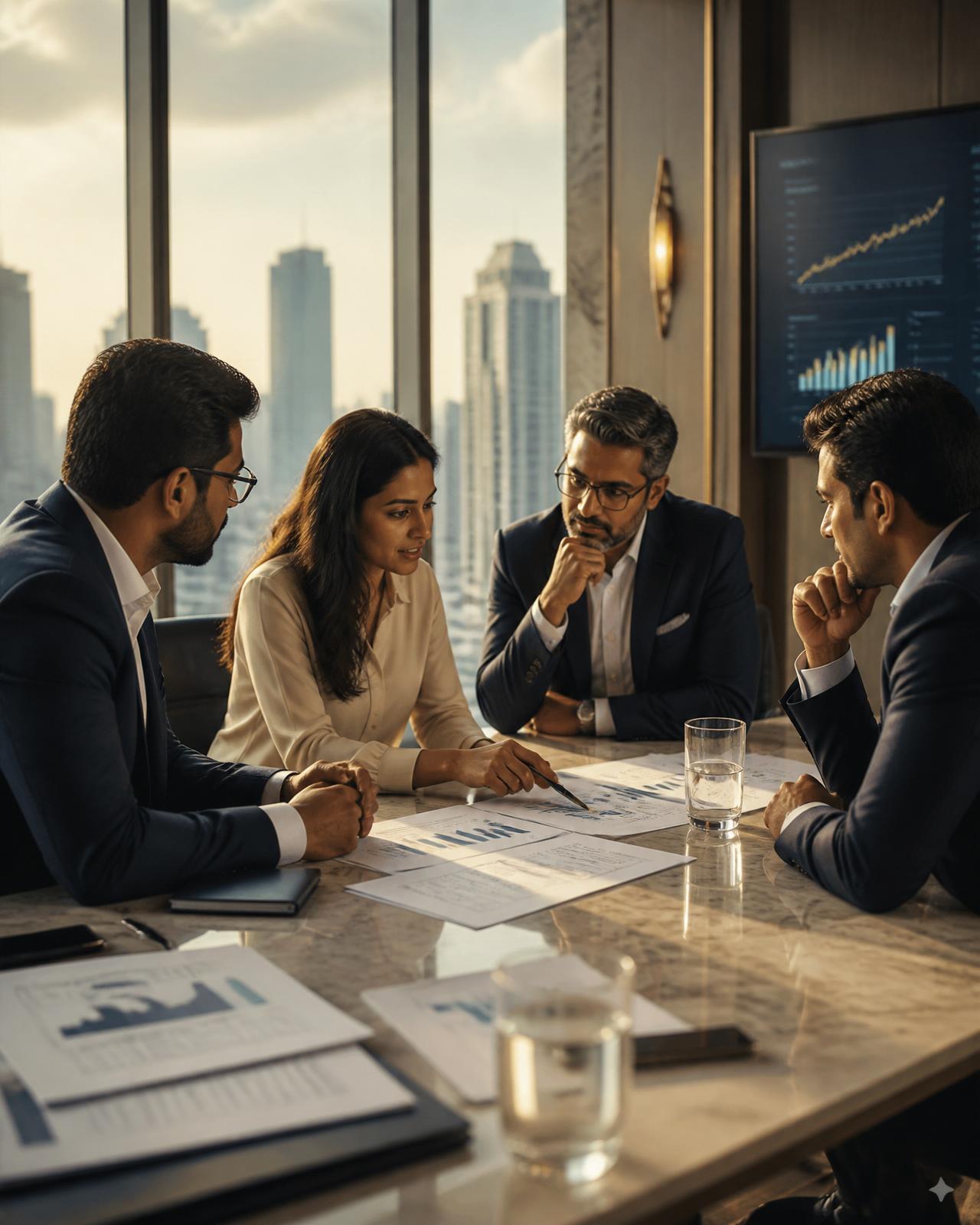 Investment advisory meeting with capital strategy documents