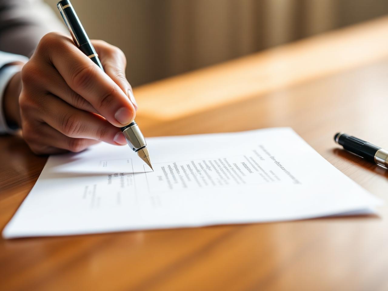 Fountain pen signing a financial agreement